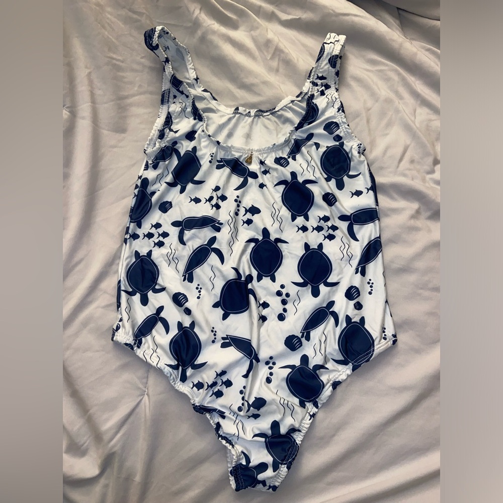 Navy and White Turtle Swimsuit